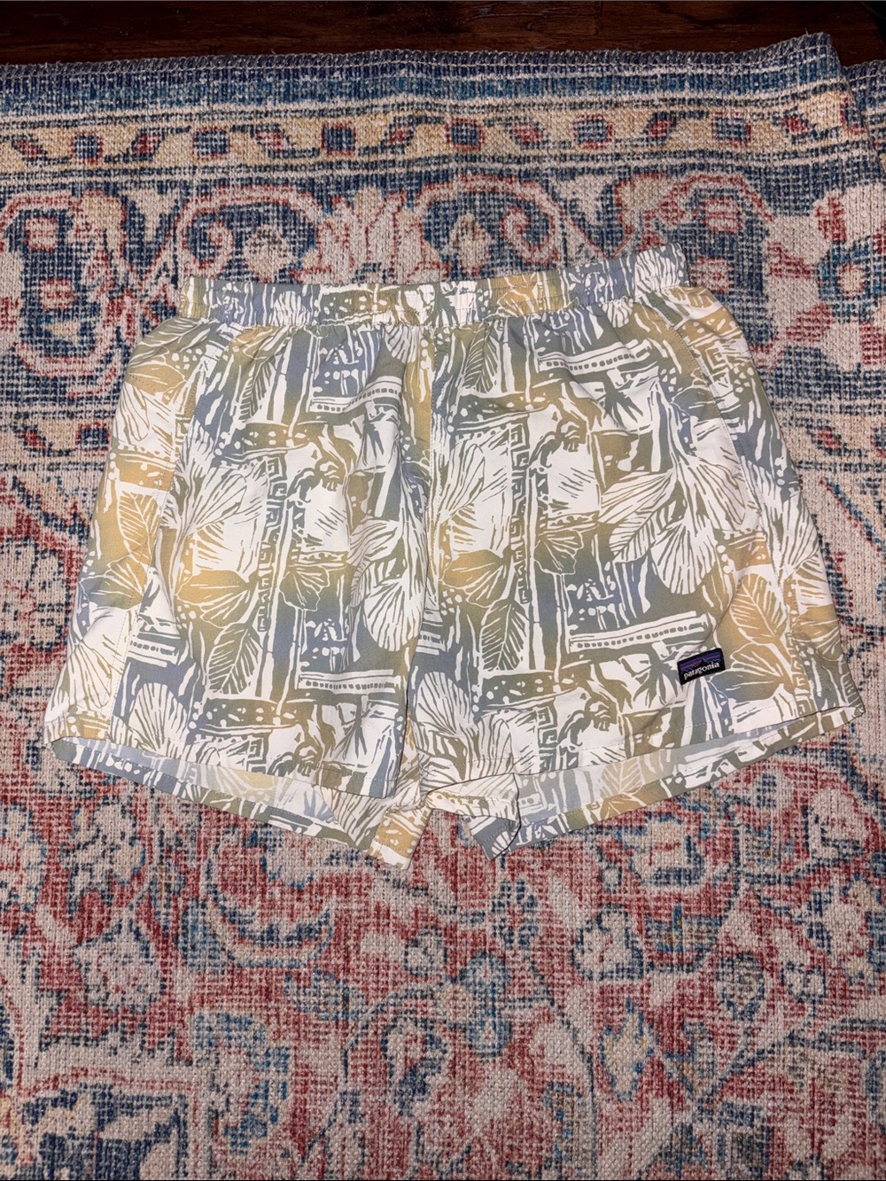 Patagonia Women’s Baggies 5” Shorts in Na Pali Beach Print SZ M EUC